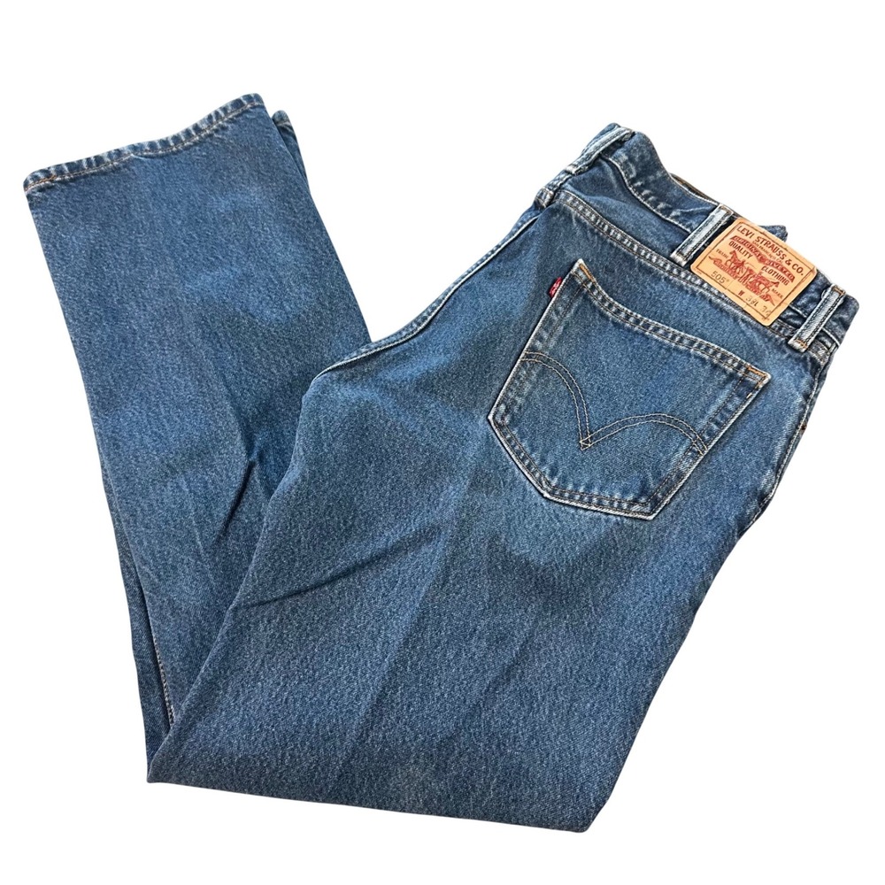 Levi's Jeans Mens 38x34 Blue 505 Regular Fit Straight Leg Medium Wash Denim‎